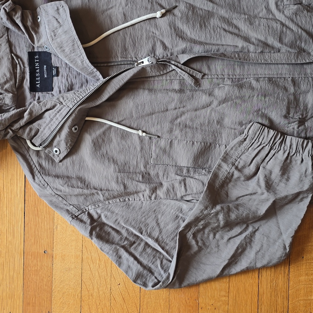 AllSaints, Calla Fishtail Parka Jacket Coat, Gray, EUC, Women's M - Picture 4 of 16